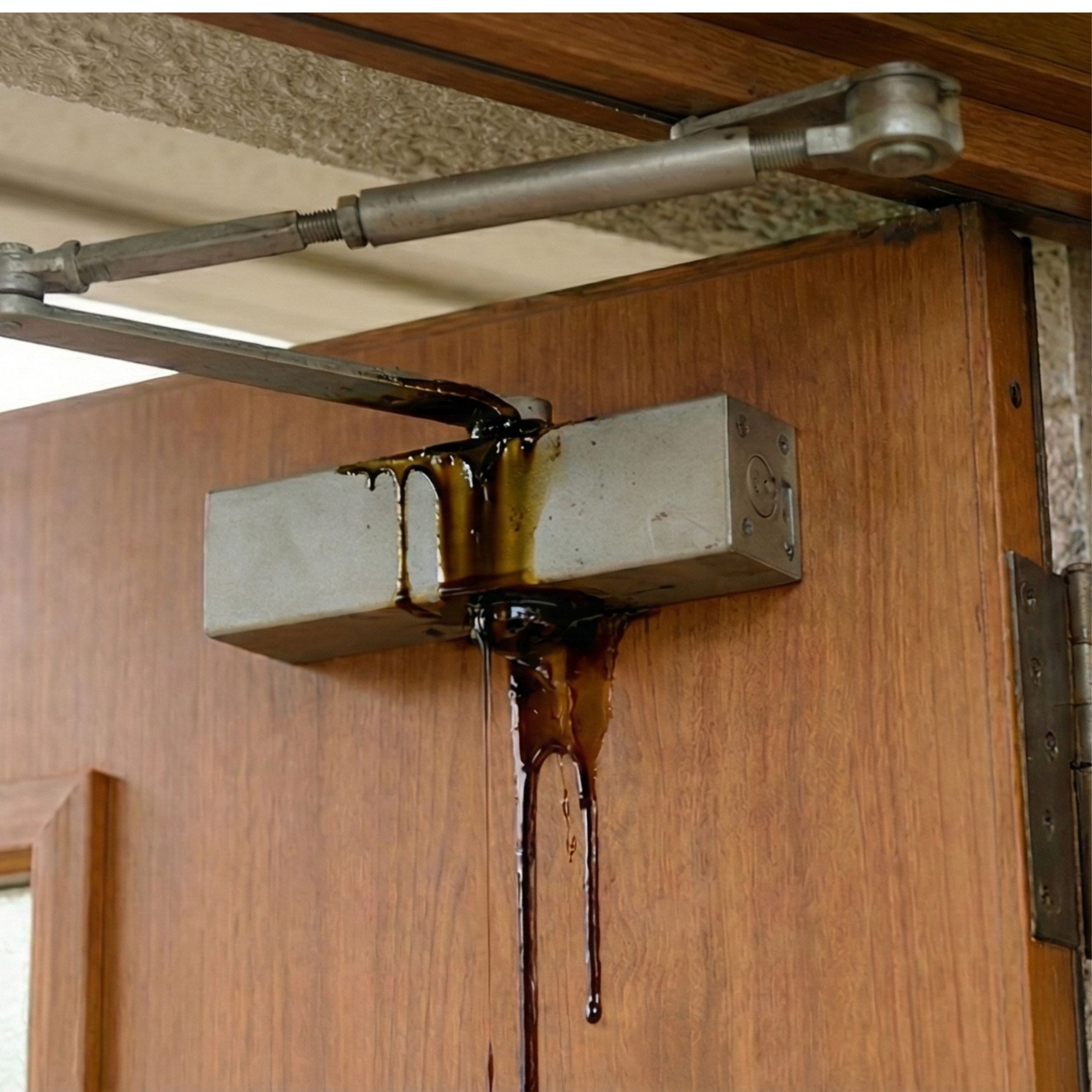 ドアクローザーの油漏れ