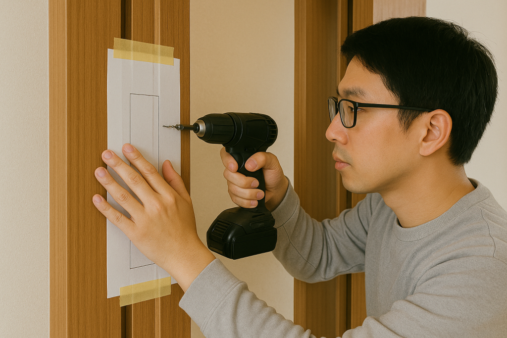 引き戸用ドアクローザーの後付け施工と調整