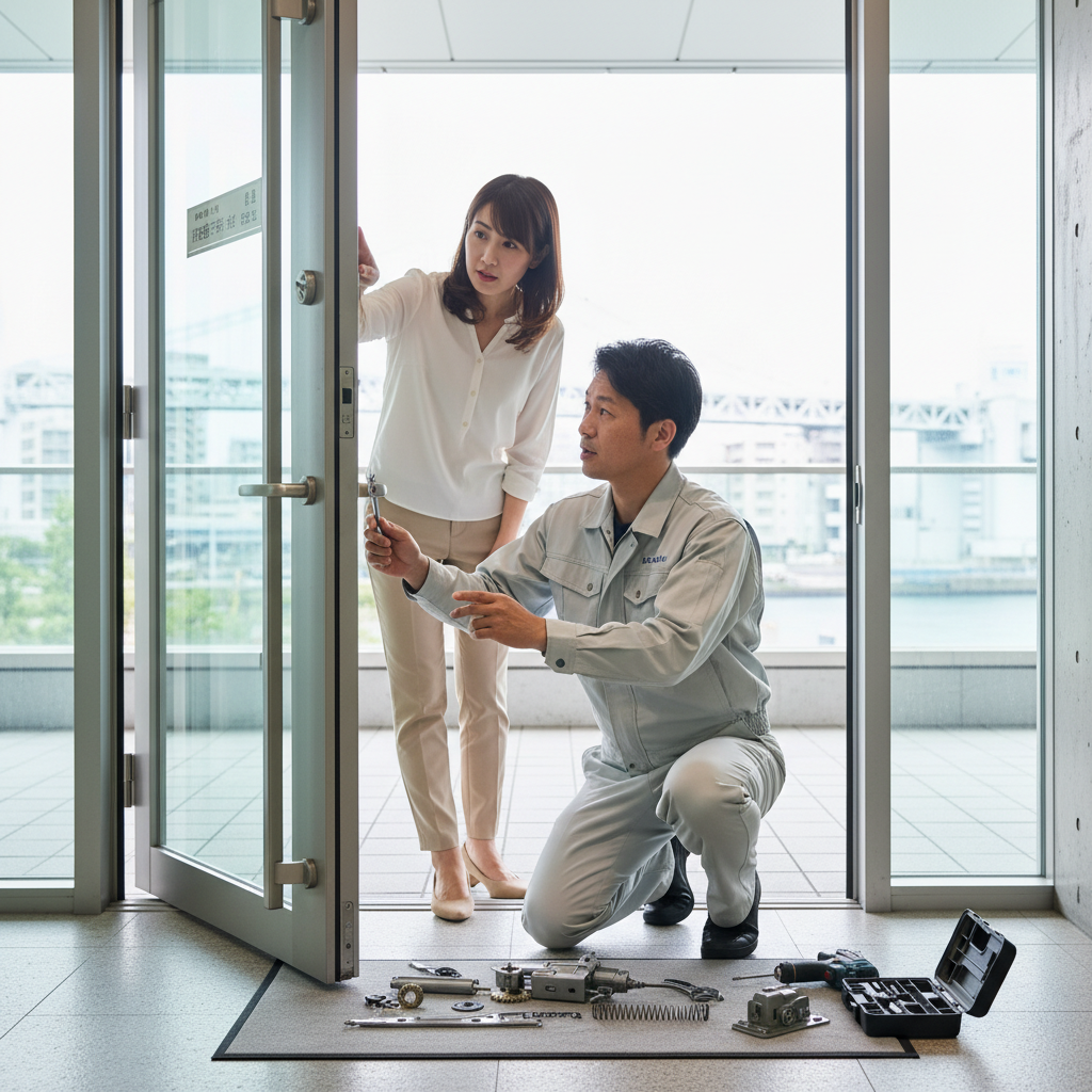 中央区勝どき ドアクローザー交換！原因と修理の緊急度
