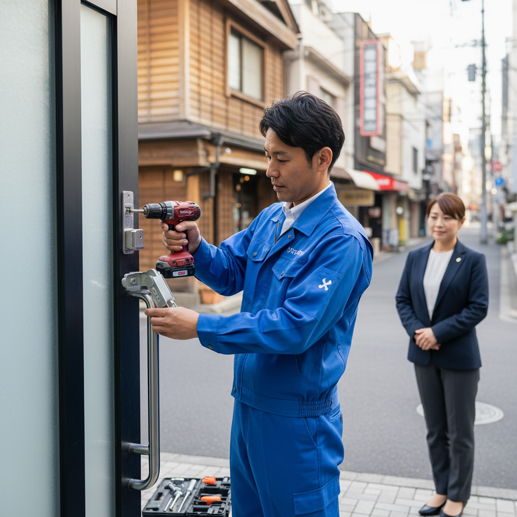 中央区蛎殻町でのドアクローザー交換:料金相場、事例、依頼の流れ