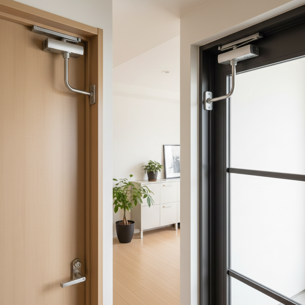 ドアクローザーのタイプと見分け方に関する画像