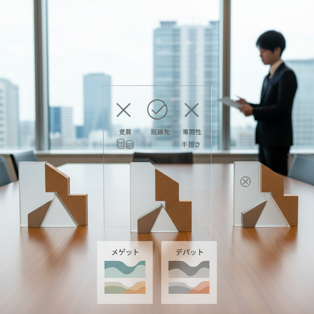 依頼先ごとのメリット・デメリット比較に関する画像