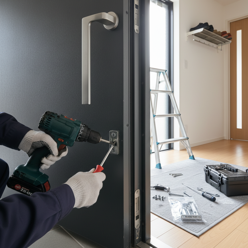 玄関ドアの蝶番交換を自分で行う際の注意点に関する画像