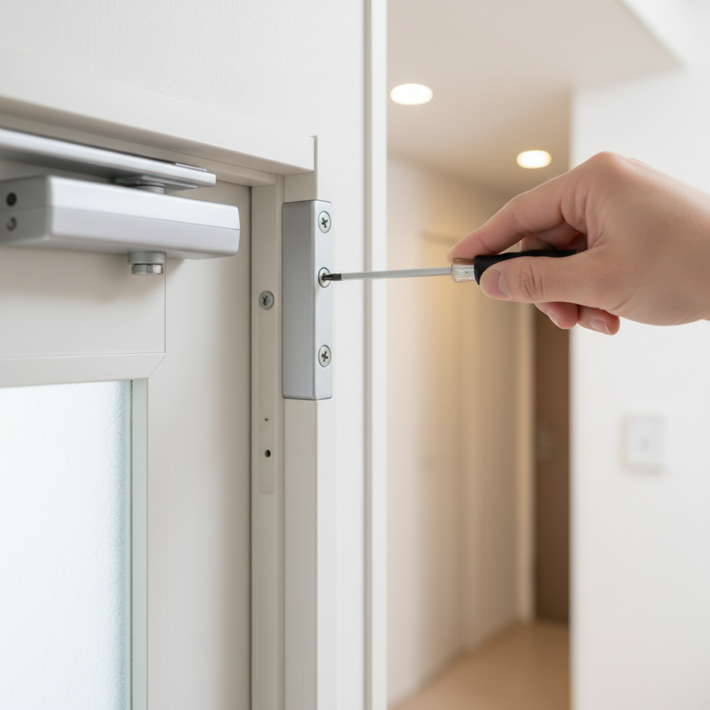 【基本】ドアクローザーの速度調整ネジで修理するに関する画像