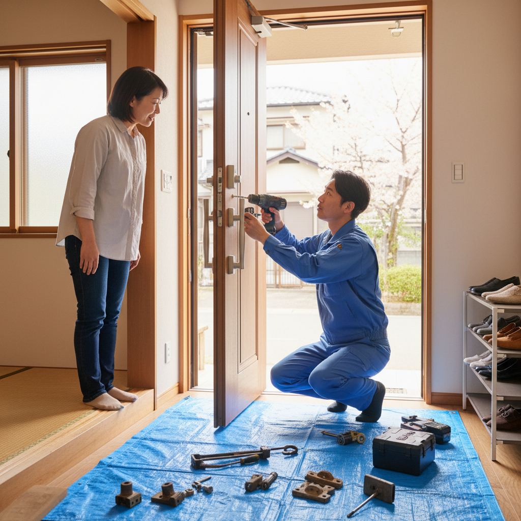 東京都あきる野市横沢で多いドア修理｜ドアクローザー・蝶番・ドアノブ