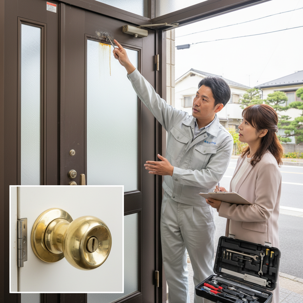 東京都江戸川区松本 ドア修理：ドアクローザー・蝶番・ドアノブの症状と原因