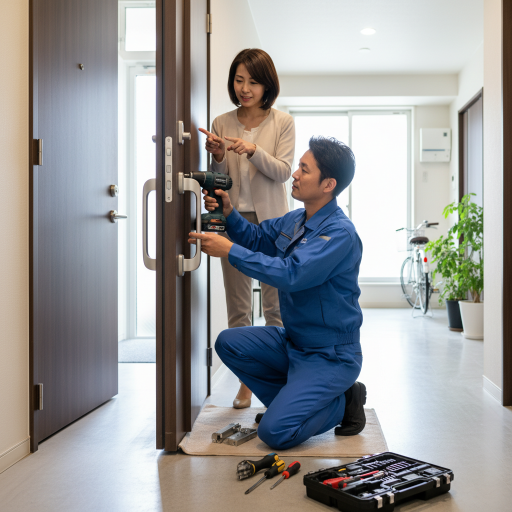 東京都江東区新大橋で多いドア修理｜ドアクローザー・蝶番・ドアノブ交換