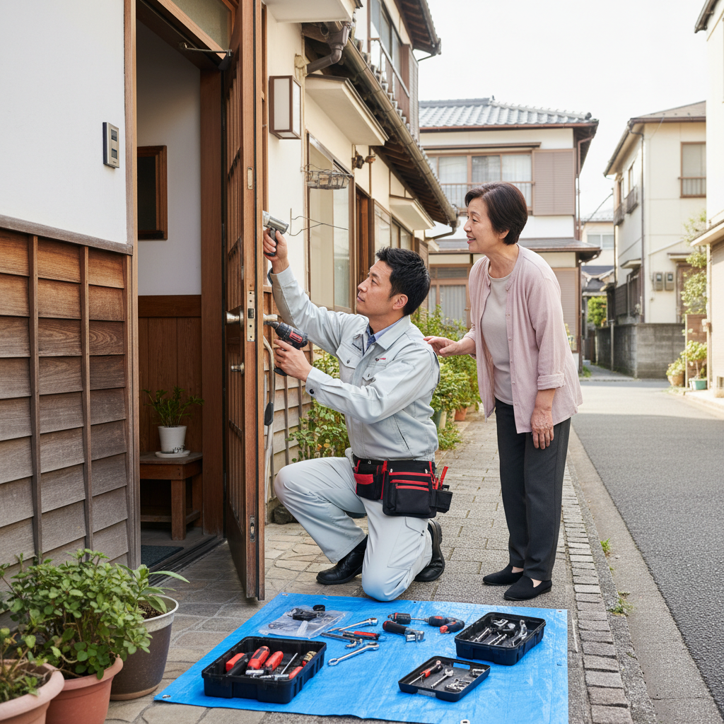 東京都江東区清澄で多いドアクローザー・蝶番・ドアノブの修理・交換