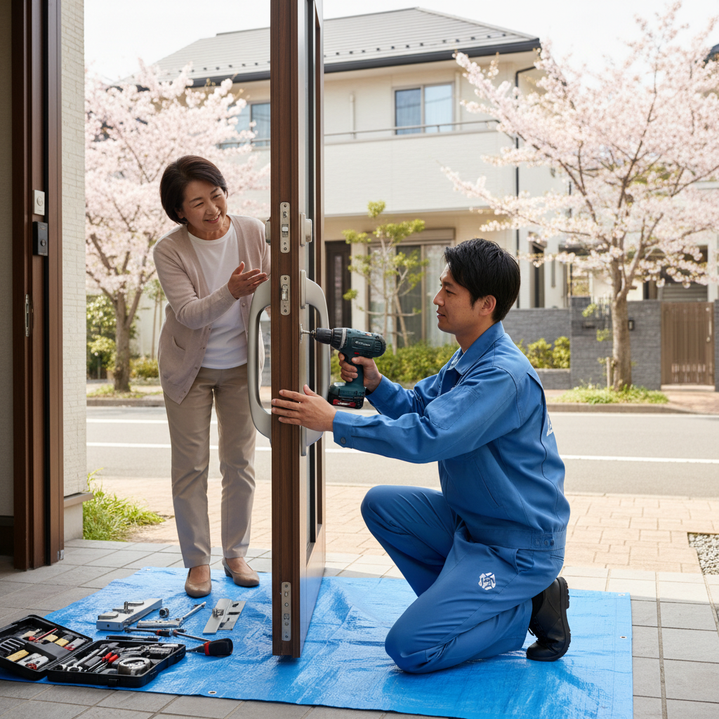東京都江東区毛利で多いドア修理｜ドアクローザー・蝶番・ドアノブ交換
