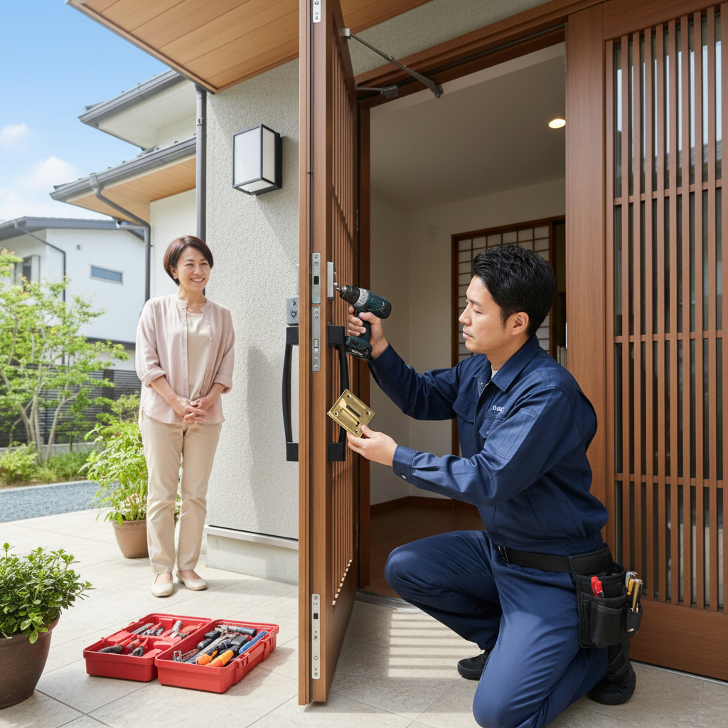 東京都港区元赤坂のドア修理|ドアクローザー・蝶番・ドアノブの修理・交換