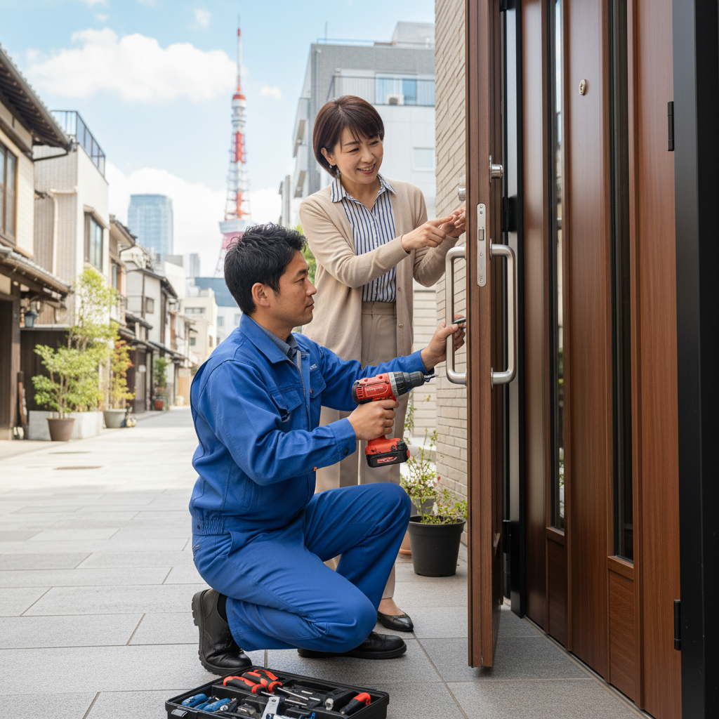 東京都港区東麻布でドア修理！ドアクローザー・蝶番・ドアノブ交換