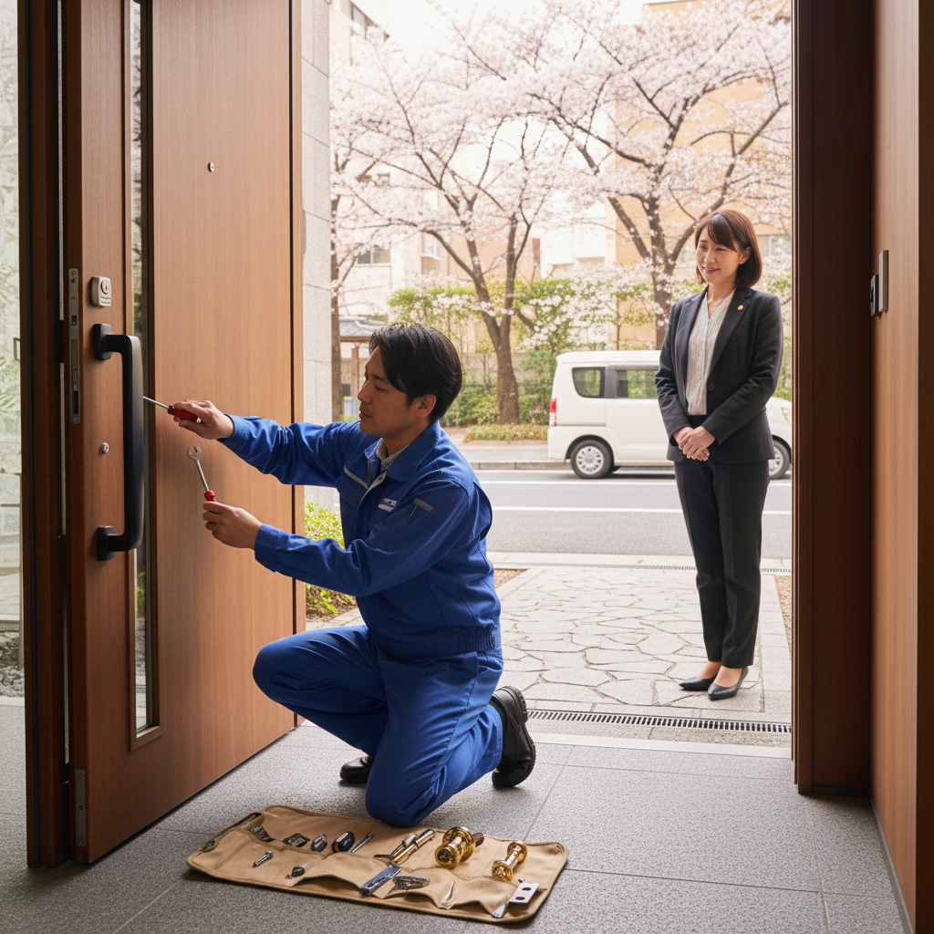 東京都港区南麻布で迅速対応！ドアクローザー・蝶番・ドアノブの修理