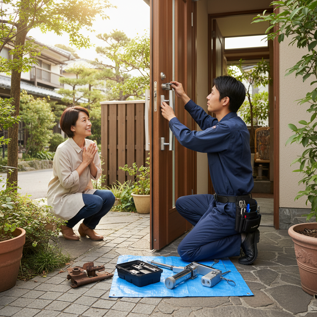 東京都狛江市岩戸北で迅速対応！ドアクローザー・蝶番・ドアノブ修理