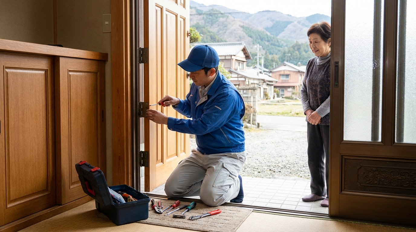 埼玉県皆野町でドア修理！蝶番・ドアノブ交換、建付け調整はお任せください