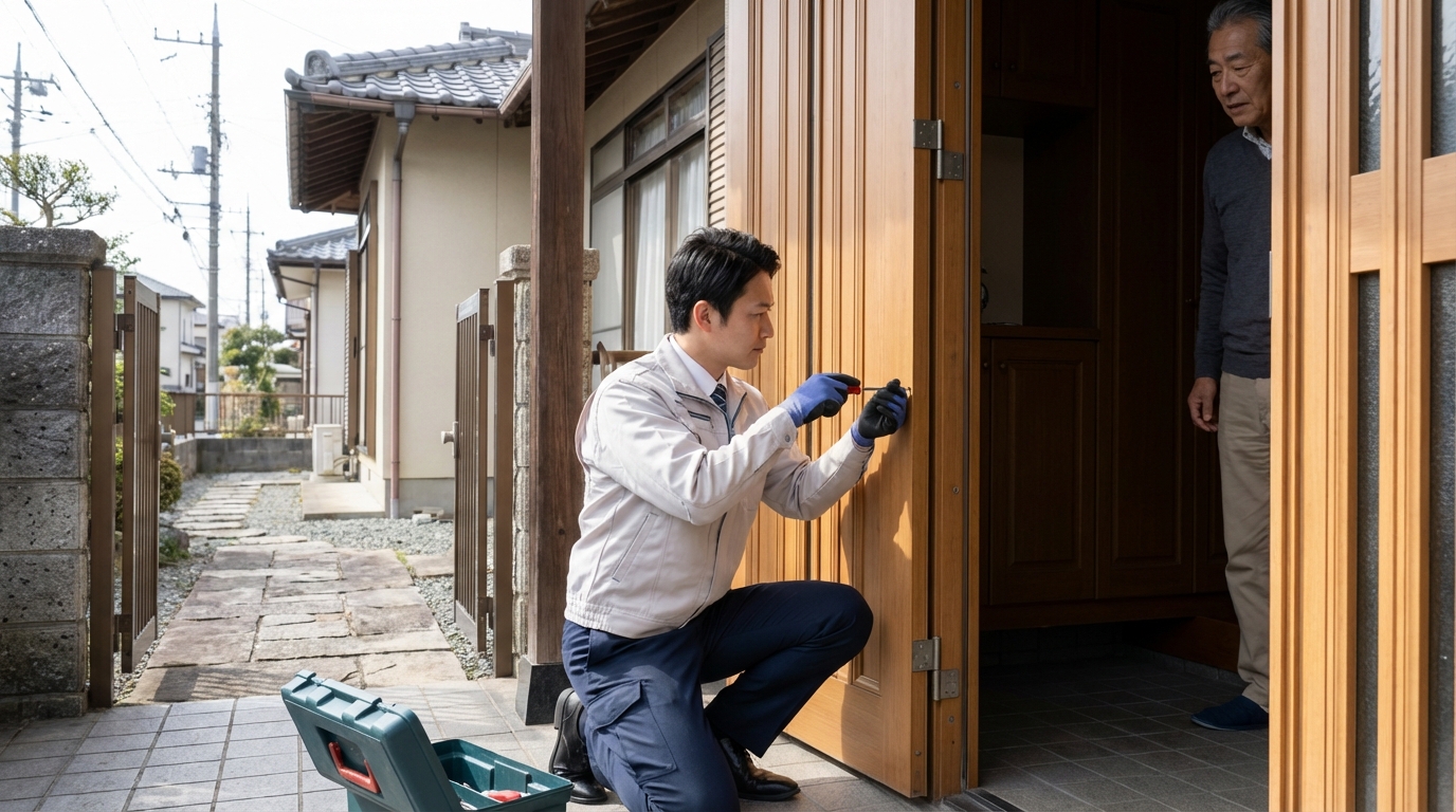 埼玉県吉見町で多いドア修理の症状と原因｜蝶番・建付け調整