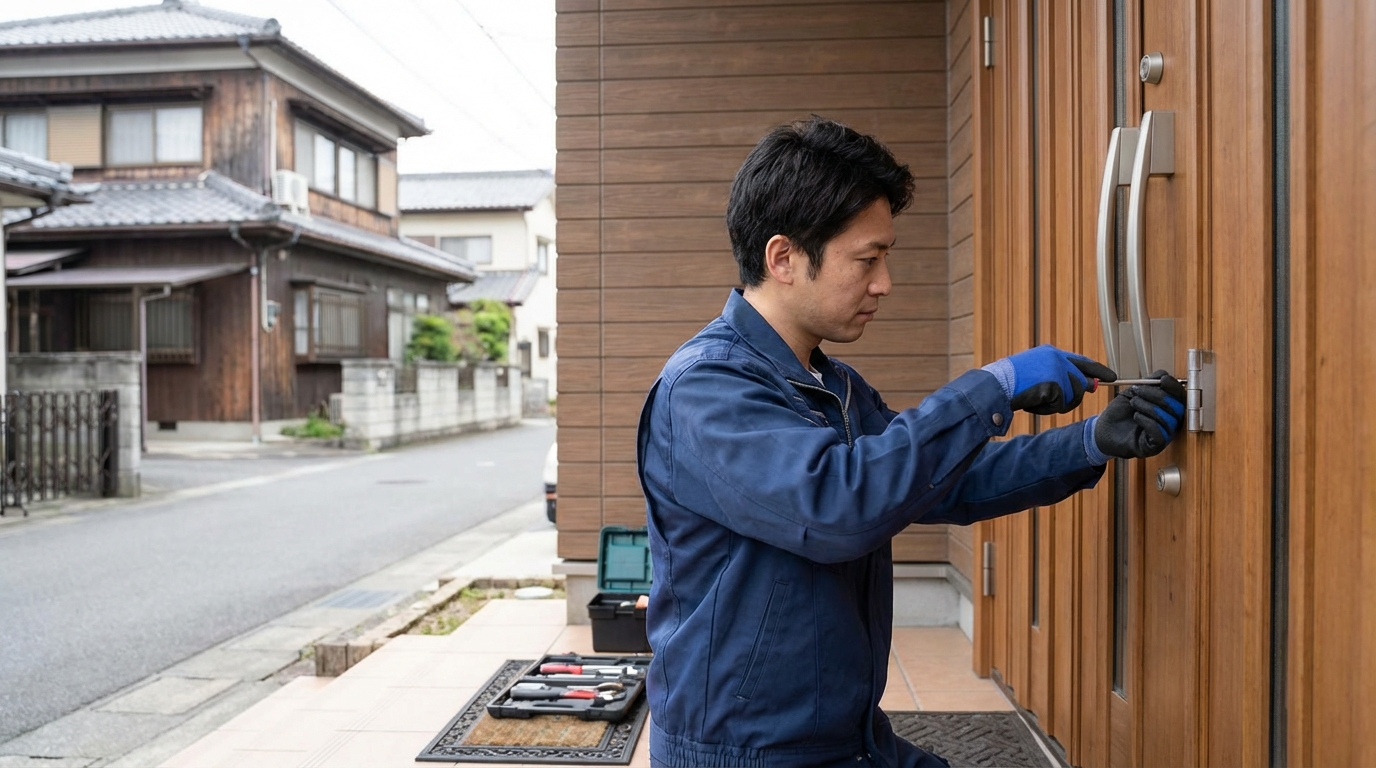 埼玉県入間市で多いドア修理：蝶番・ドアノブ交換、建付け調整