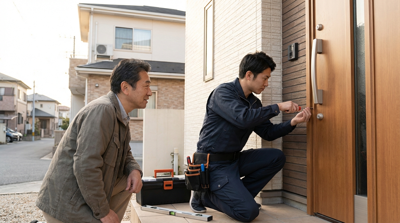 埼玉県八潮市で多いドア修理：蝶番・ドアノブ交換と建付け調整