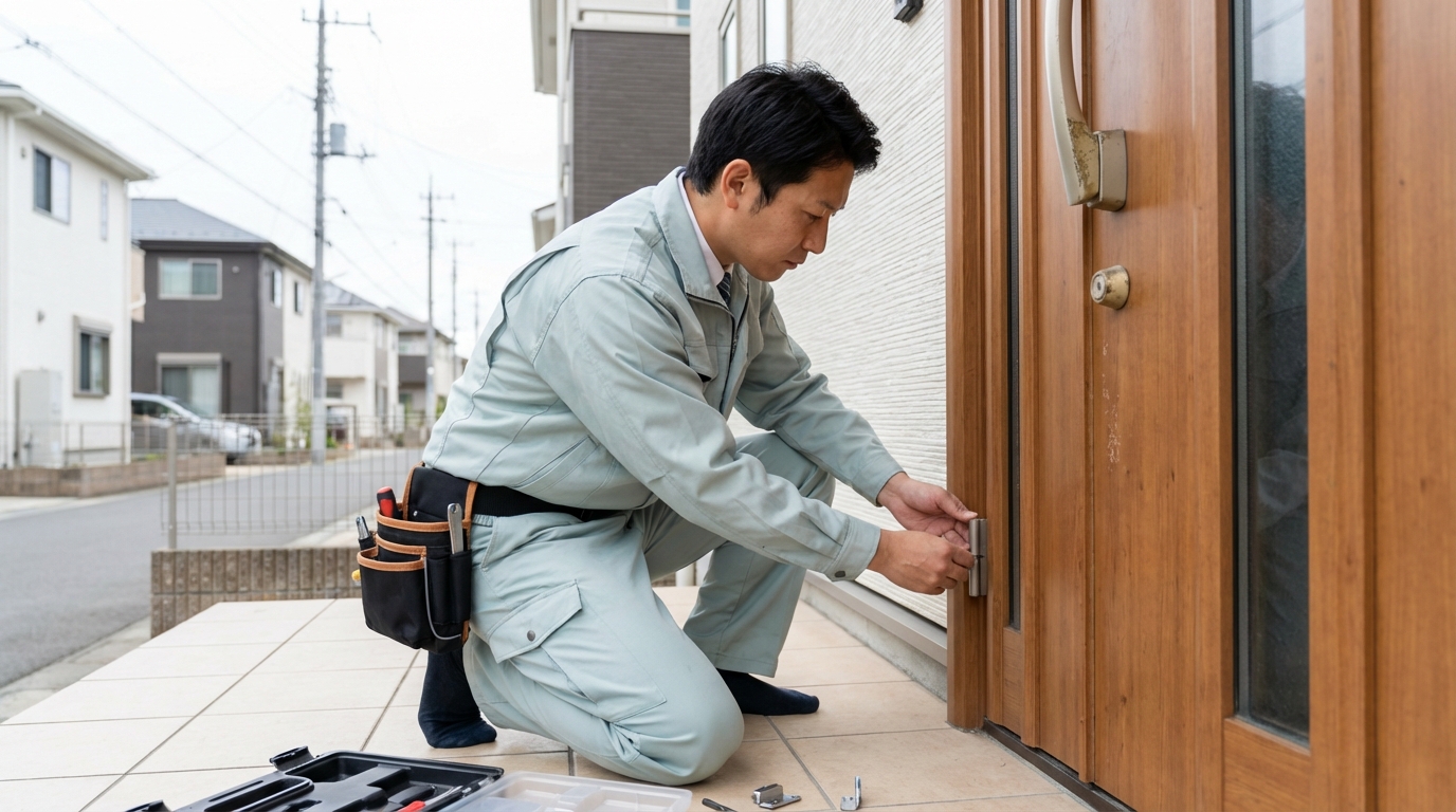 埼玉県北本市で多いドア修理：蝶番・ドアノブ交換、建付け調整