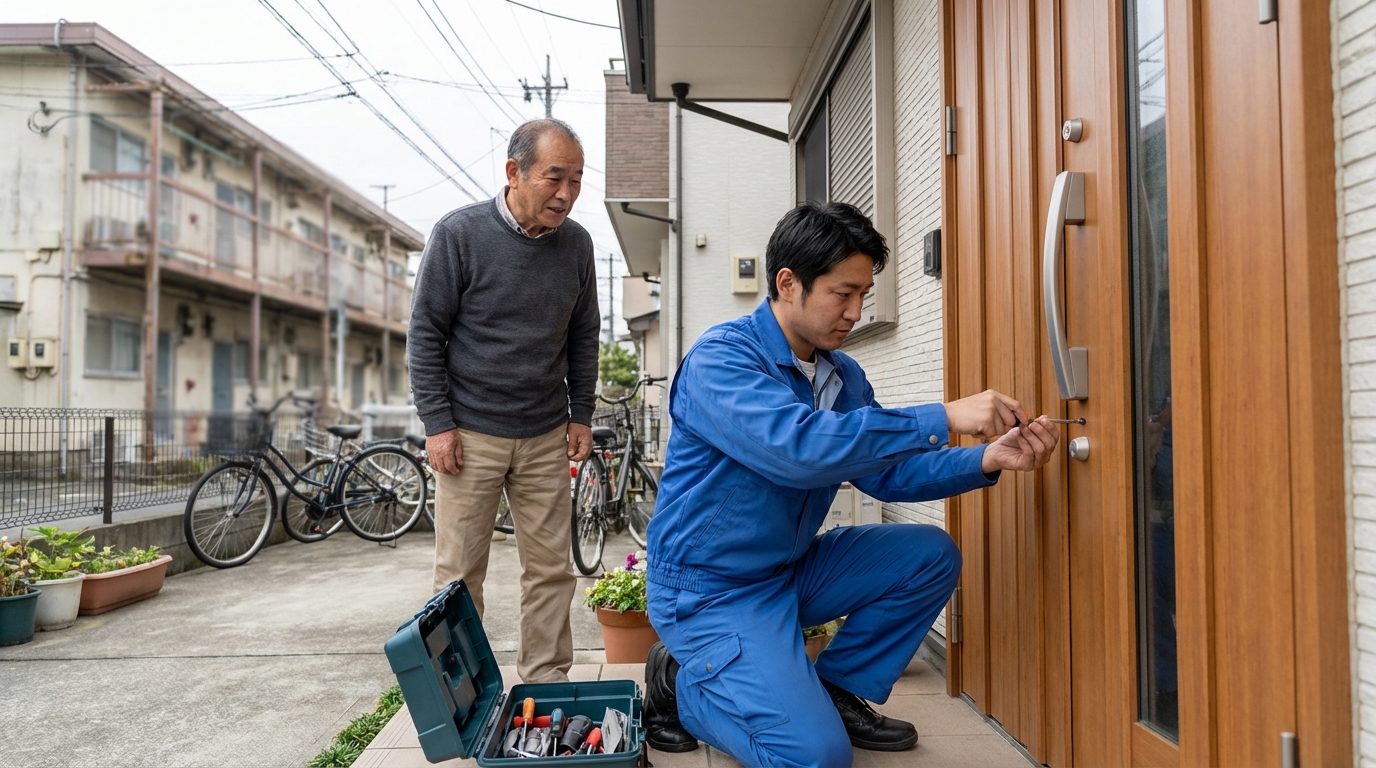 埼玉県蕨市で多いドアのトラブルと修理【蝶番・ドアノブ・建付け】