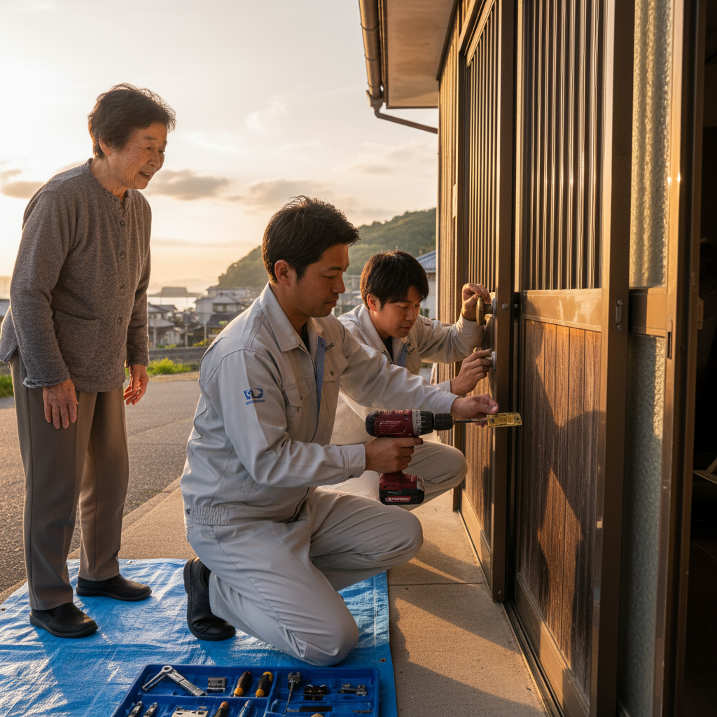 神奈川県三浦市で多いドア修理：蝶番・ドアノブ交換、建付け調整