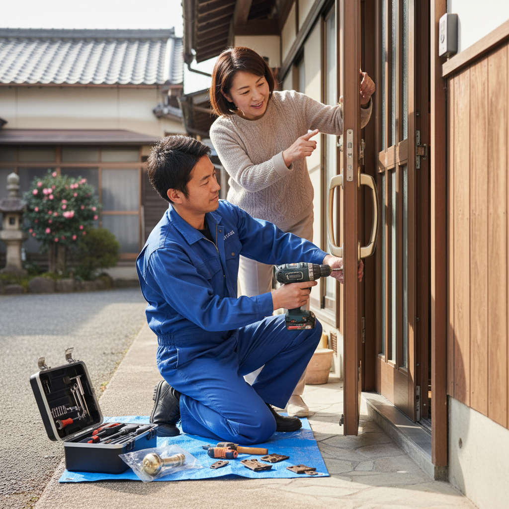 千葉県いすみ市で多いドア修理：蝶番・ドアノブ交換、建付け調整