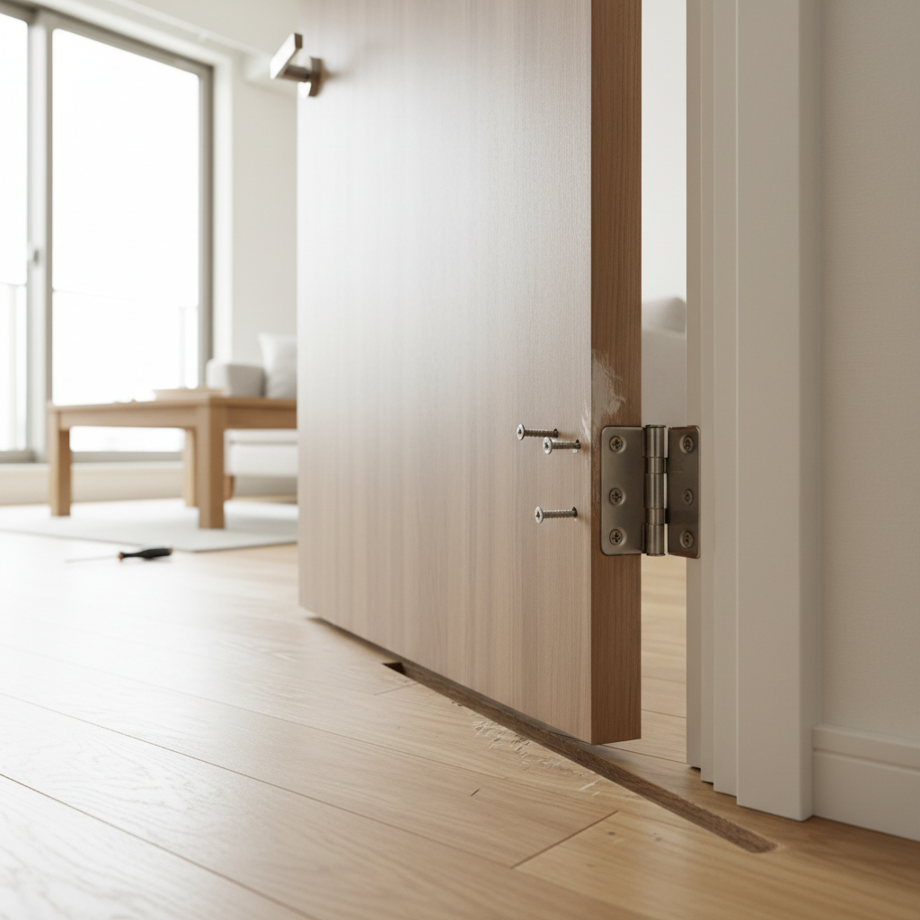 ドアが傾いて床に擦る・枠に当たるに関する画像