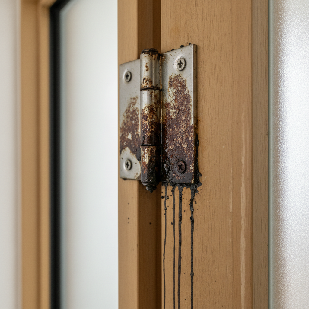 蝶番から油が漏れている・錆びているに関する画像