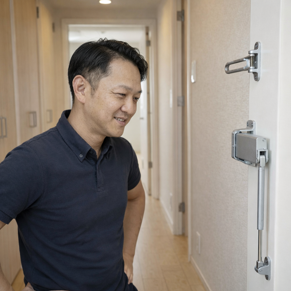 【神奈川県鎌倉市】ドア修理蝶番交換事例｜ドアの開閉が重い