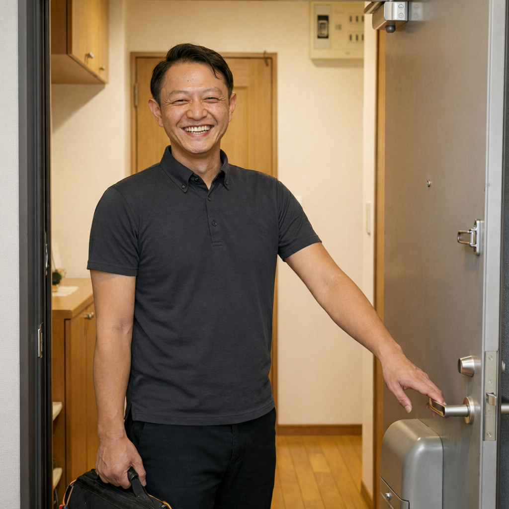 【千葉県四街道市】ドア修理ドア補修事例｜玄関ドアの穴補修で見た目も安心