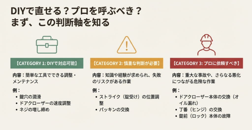 自分で直せる範囲とプロに依頼すべき危険な作業の境界線をまとめたチェックリスト